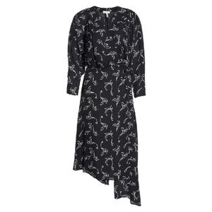 Joie Acantha Asymmetrical Wrap Silk Dress Caviar Size Small S